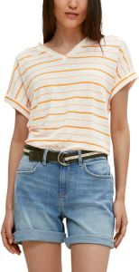Comma Shirt met V-hals in een streep-look van zomers linnen