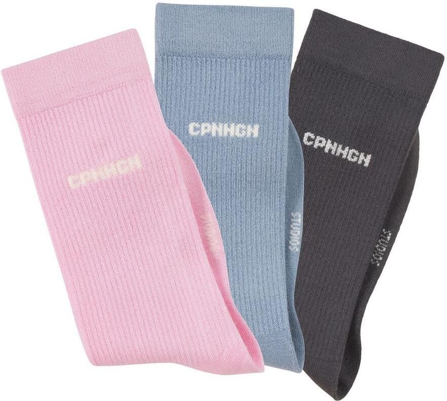 Copenhagen Studios Basic sokken met ribstructuur en borduursel (set 3 paar)