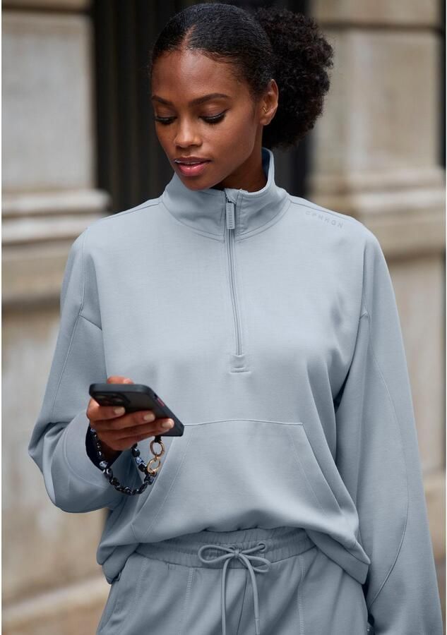 Copenhagen Studios Shirt met lange mouwen gemaakt van hoogwaardig materiaal met staande kraag en rits - Foto 3