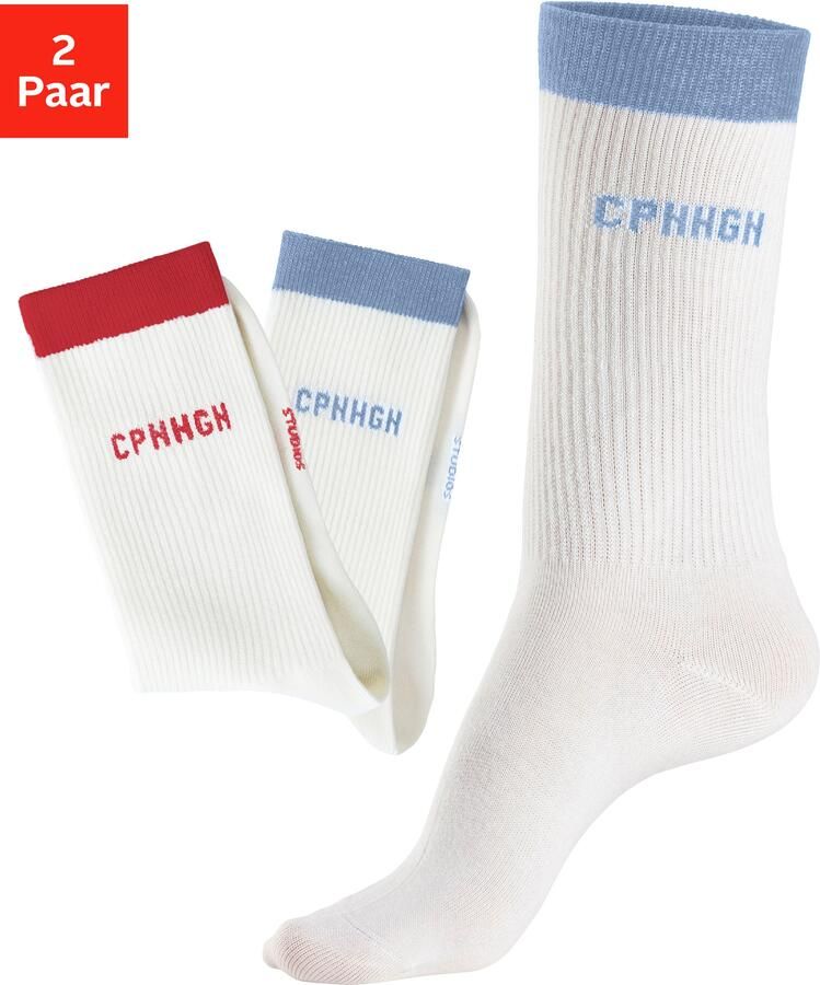 Copenhagen Studios Tennissokken met contrastkleurige band (set 2 paar) - Foto 9