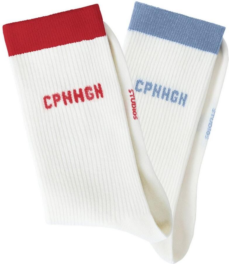 Copenhagen Studios Tennissokken met contrastkleurige band (set 2 paar)