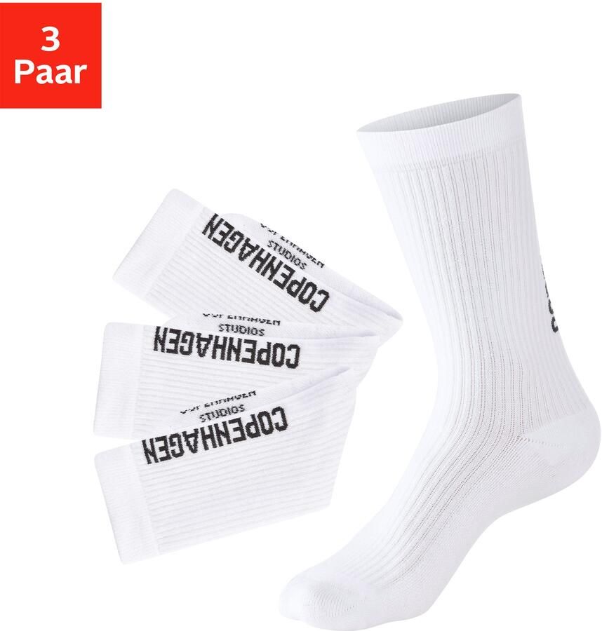 Copenhagen Studios Tennissokken met grote letters (set 3 paar)