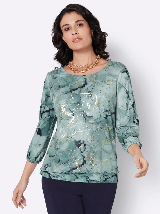 Creation L Shirt met 3 4 mouwen Mesh-shirt (1-delig)