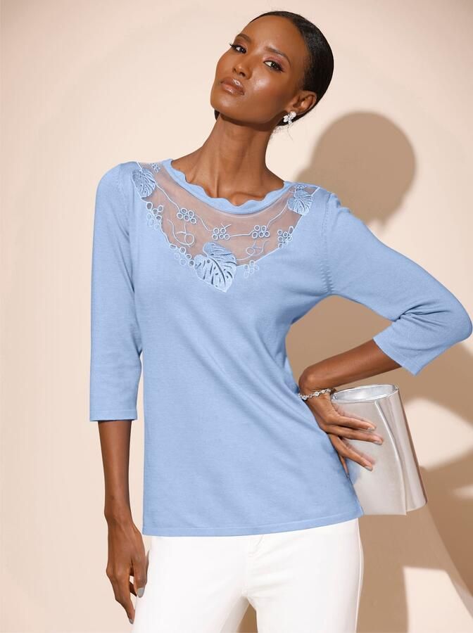 Creation L Trui met 3 4 mouwen Fijngebreide trui - Foto 4