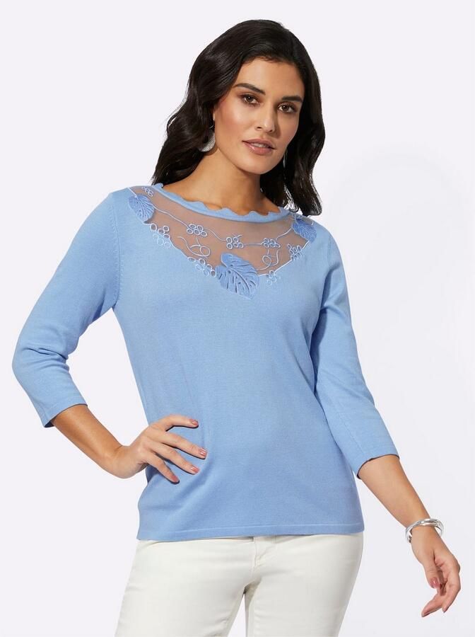 Creation L Trui met 3 4 mouwen Fijngebreide trui