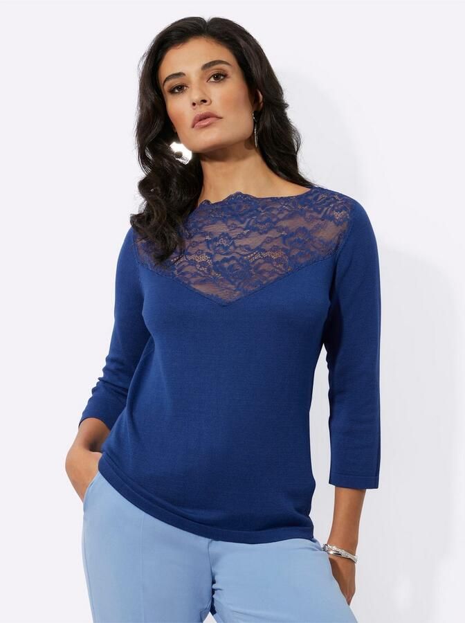 Creation L Trui met 3 4 mouwen Fijngebreide trui