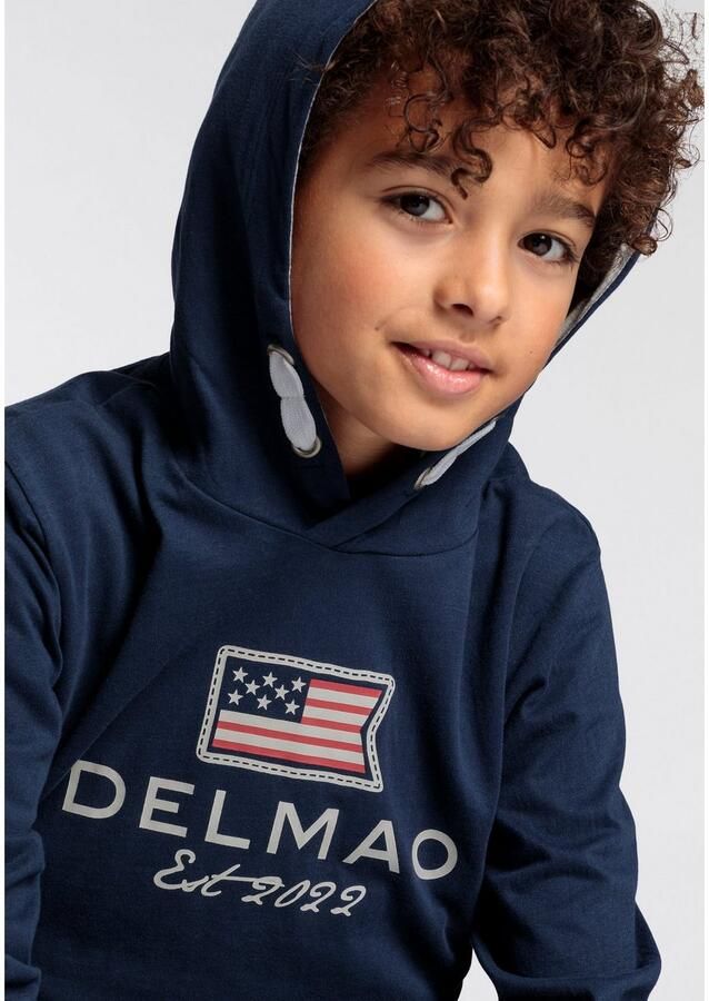 DELMAO Capuchonshirt Voor jongens Lange mouwen basic pasvorm bedrukt van katoen - Foto 2