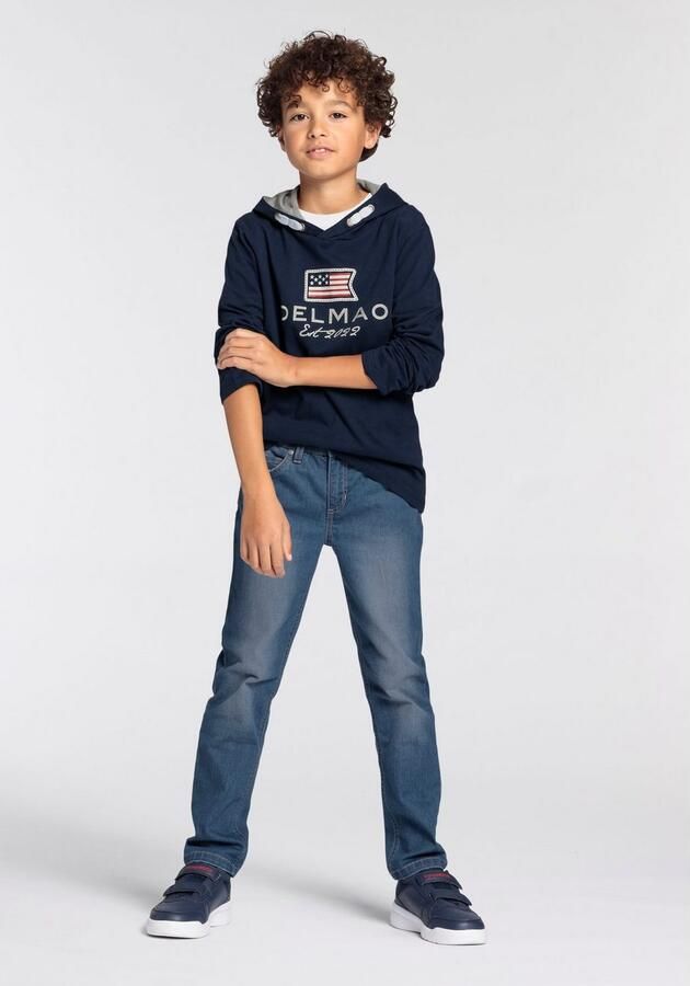 DELMAO Capuchonshirt Voor jongens Lange mouwen basic pasvorm bedrukt van katoen - Foto 6