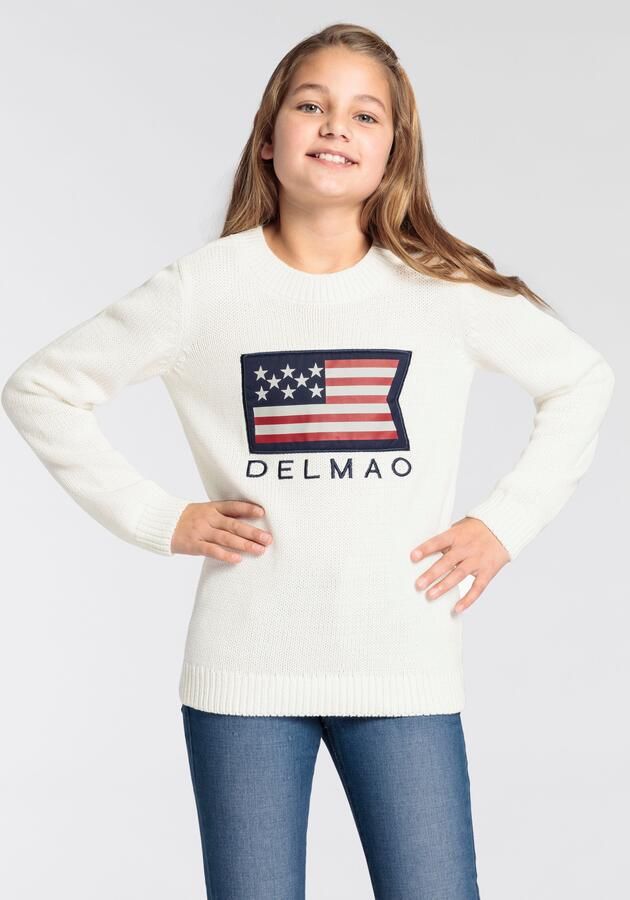 DELMAO Gebreide trui Round neck pullover with motif application - Foto 5