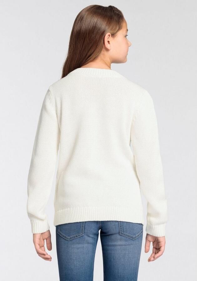 DELMAO Gebreide trui Round neck pullover with motif application - Foto 4
