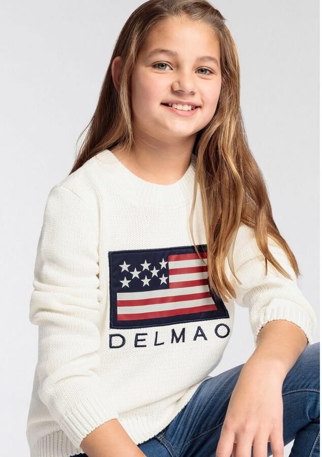 DELMAO Gebreide trui Round neck pullover with motif application - Foto 3