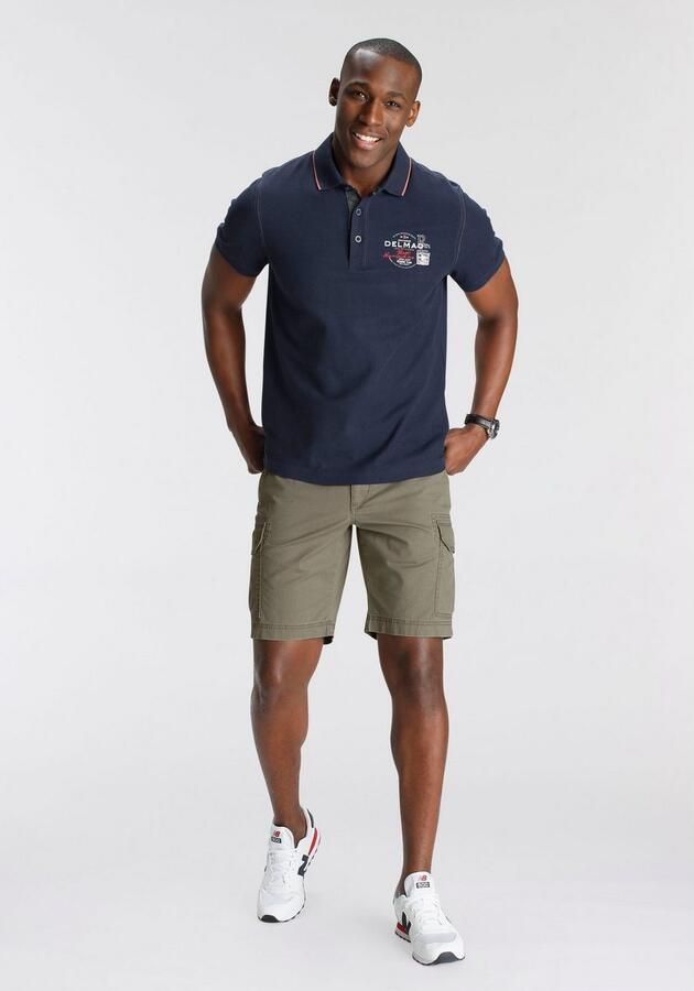 DELMAO Poloshirt Korte mouwen met ribgebreide chetten polokraag - Foto 5