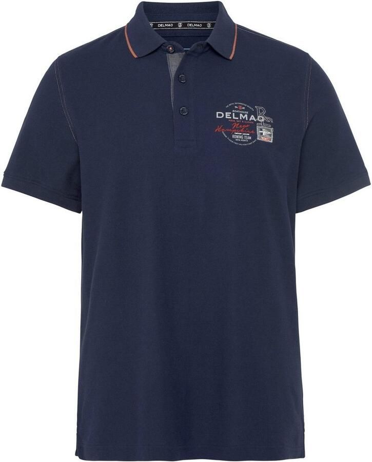 DELMAO Poloshirt Korte mouwen met ribgebreide chetten polokraag