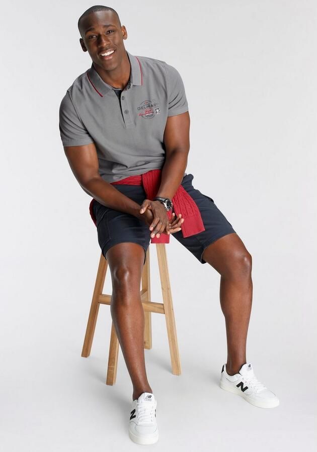 DELMAO Poloshirt Korte mouwen met ribgebreide chetten polokraag - Foto 4