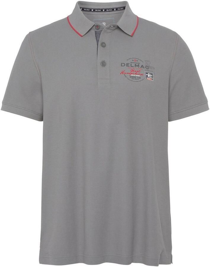 DELMAO Poloshirt Korte mouwen met ribgebreide chetten polokraag