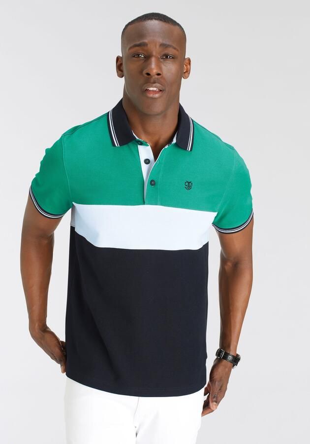 DELMAO Poloshirt Korte mouwen regular fit met colorblocking-ontwerp - Foto 7