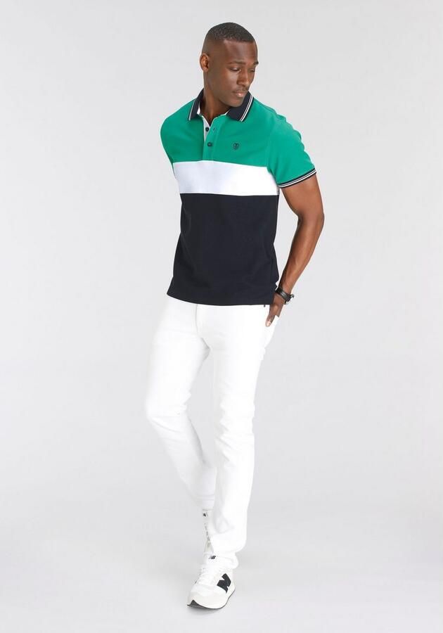 DELMAO Poloshirt Korte mouwen regular fit met colorblocking-ontwerp - Foto 5
