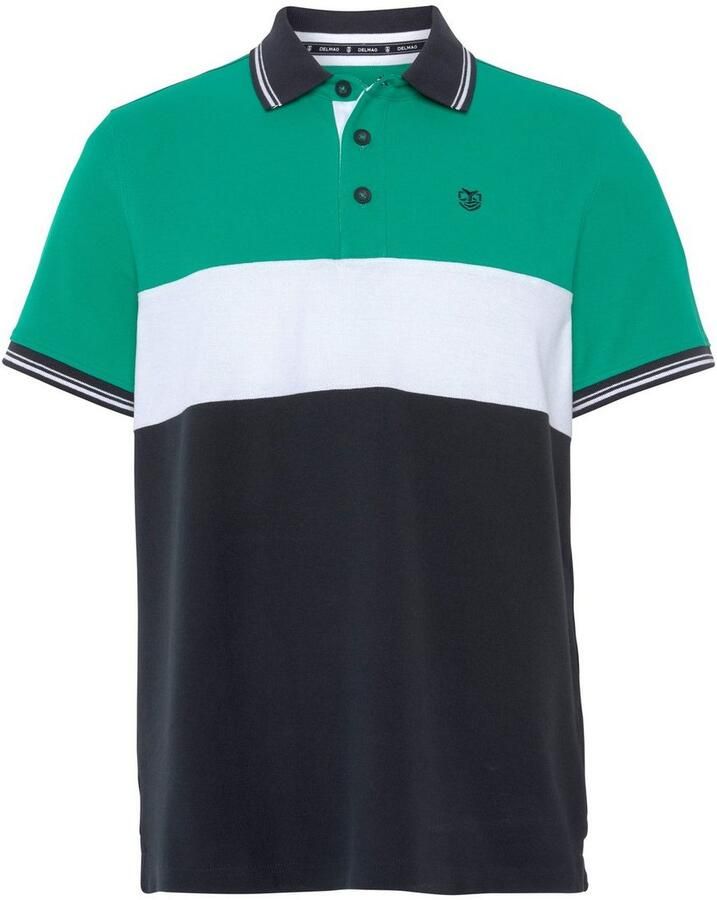 DELMAO Poloshirt Korte mouwen regular fit met colorblocking-ontwerp