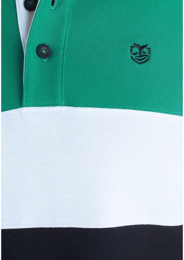 DELMAO Poloshirt Korte mouwen regular fit met colorblocking-ontwerp - Foto 3