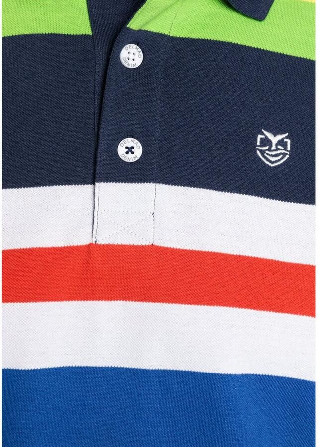 DELMAO Poloshirt met borduursel en multicolor strepen - Foto 2
