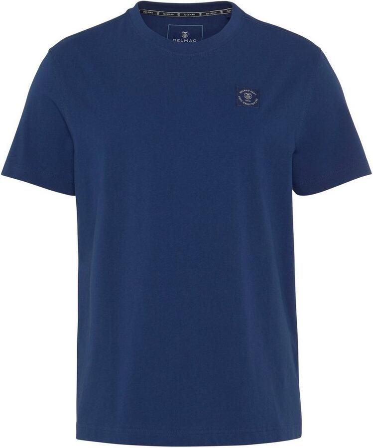 DELMAO Shirt met ronde hals Korte mouw regular fit basic van 100% katoen