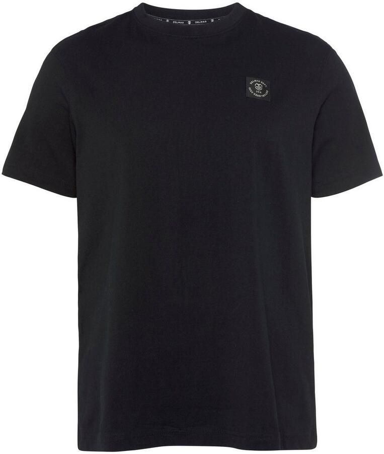 DELMAO Shirt met ronde hals Korte mouw regular fit basic van 100% katoen