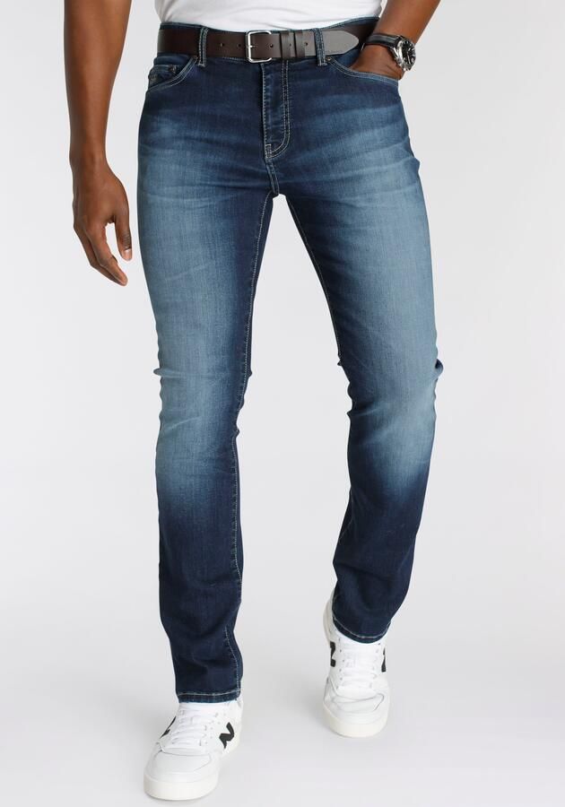 DELMAO Stretch jeans Reed rechte pijpsnit used-look-wassing lage taillehoogte - Foto 13