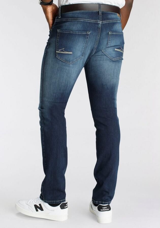 DELMAO Stretch jeans Reed rechte pijpsnit used-look-wassing lage taillehoogte - Foto 5