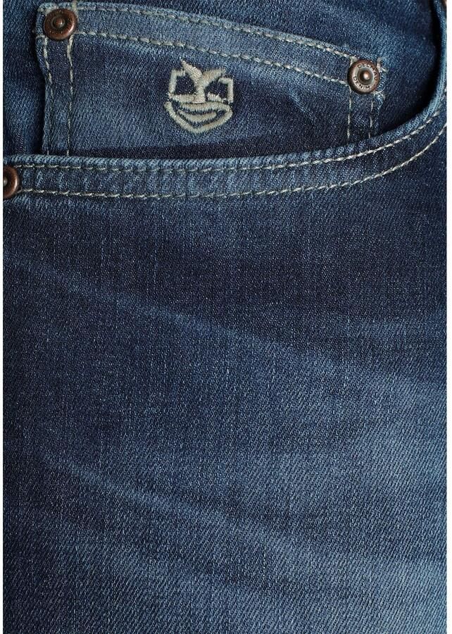 DELMAO Stretch jeans Reed rechte pijpsnit used-look-wassing lage taillehoogte