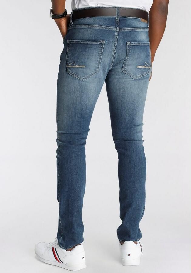 DELMAO Stretch jeans Reed rechte pijpsnit used-look-wassing lage taillehoogte - Foto 3