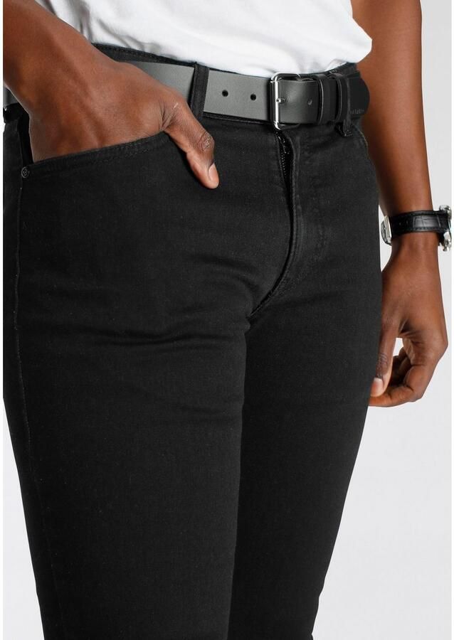 DELMAO Stretch jeans Reed rechte pijpsnit used-look-wassing lage taillehoogte