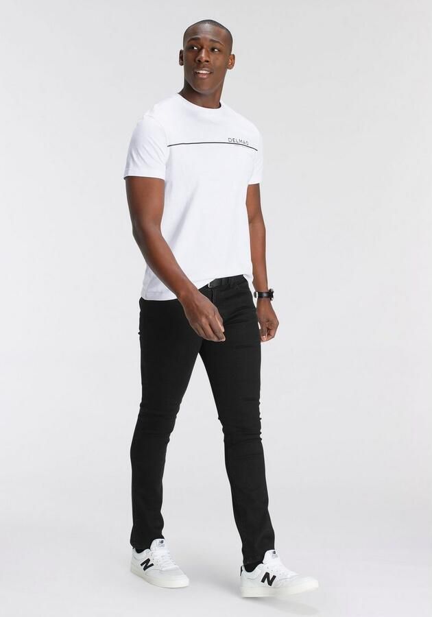 DELMAO Stretch jeans Reed rechte pijpsnit used-look-wassing lage taillehoogte - Foto 4