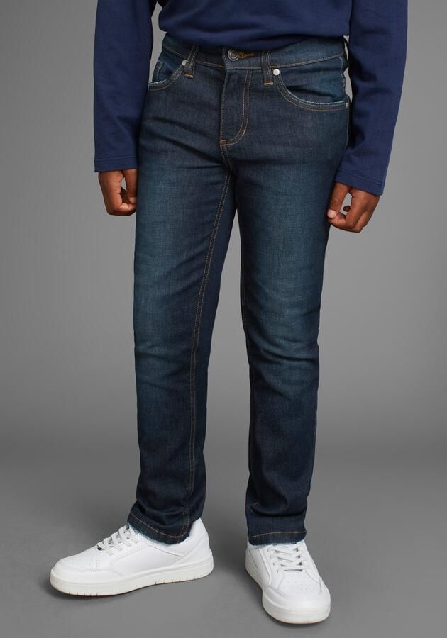 DELMAO Stretch jeans Straight-fit jeans for boys elastisch materiaal used-look-wassing lage taille - Foto 6