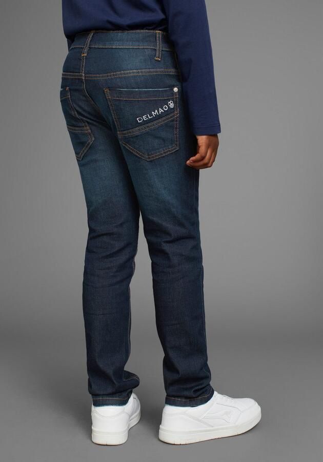 DELMAO Stretch jeans Straight-fit jeans for boys elastisch materiaal used-look-wassing lage taille - Foto 2