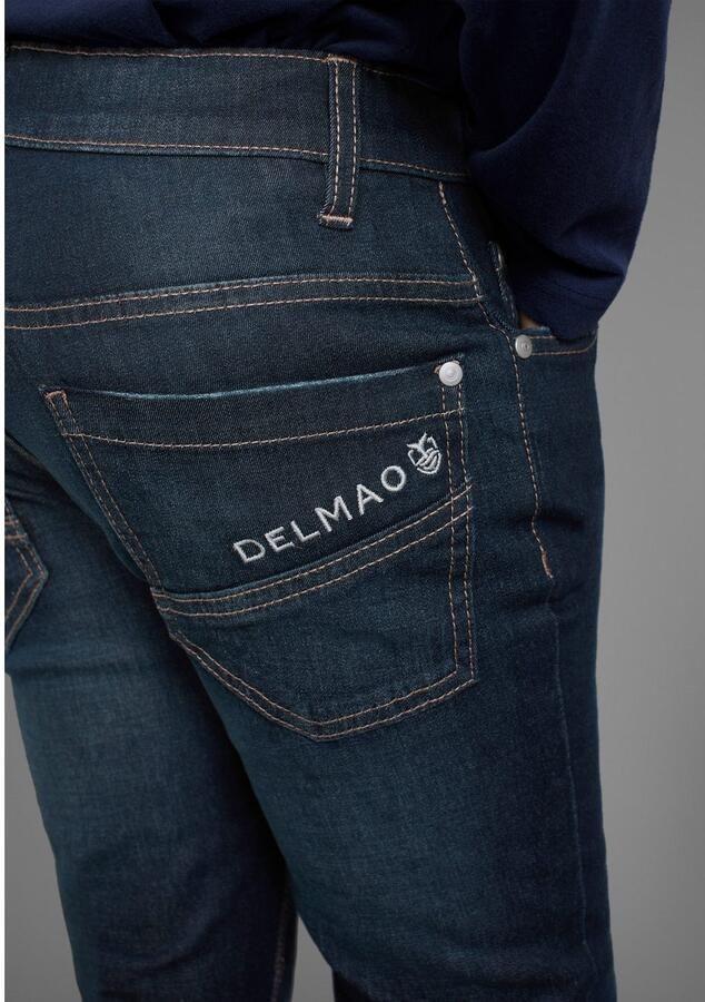 DELMAO Stretch jeans Straight-fit jeans for boys elastisch materiaal used-look-wassing lage taille