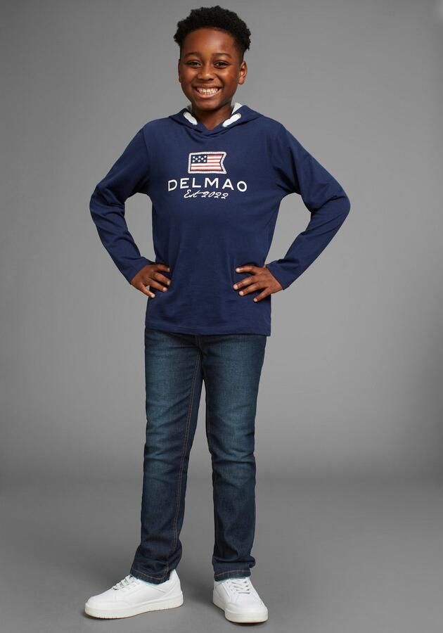 DELMAO Stretch jeans Straight-fit jeans for boys elastisch materiaal used-look-wassing lage taille - Foto 3