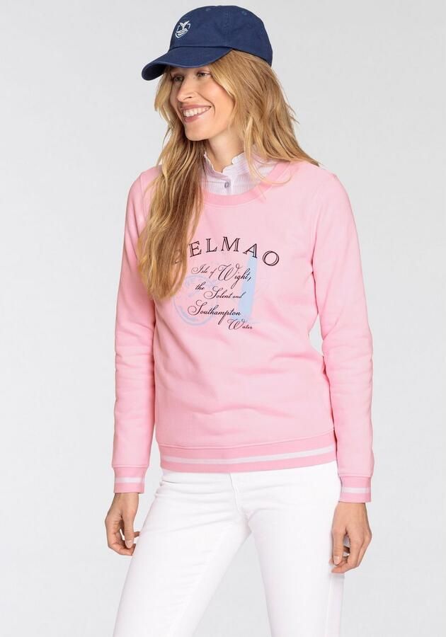 DELMAO Sweatshirt met sportieve contrasterende strepen op de boorden - Foto 3