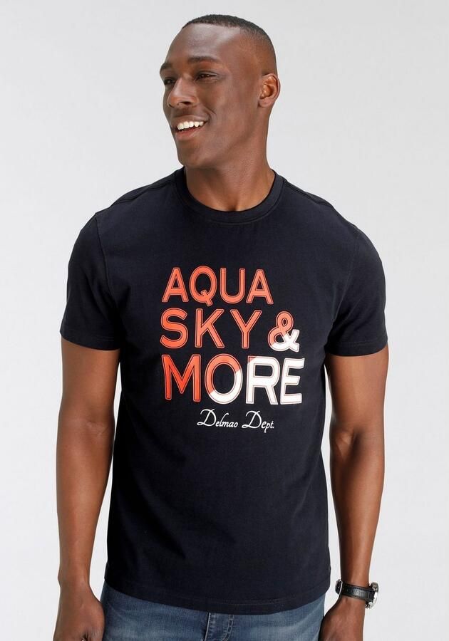 DELMAO T-shirt Korte mouw bedrukt ronde hals van katoen - Foto 5