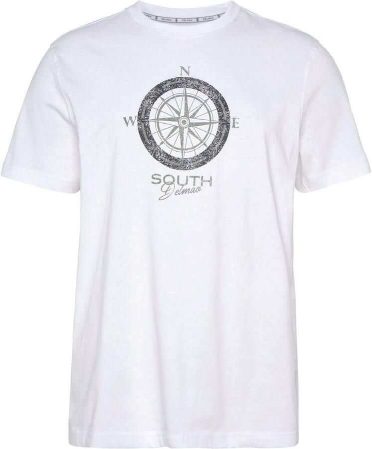 DELMAO T-shirt Korte mouw bedrukt ronde hals van katoen