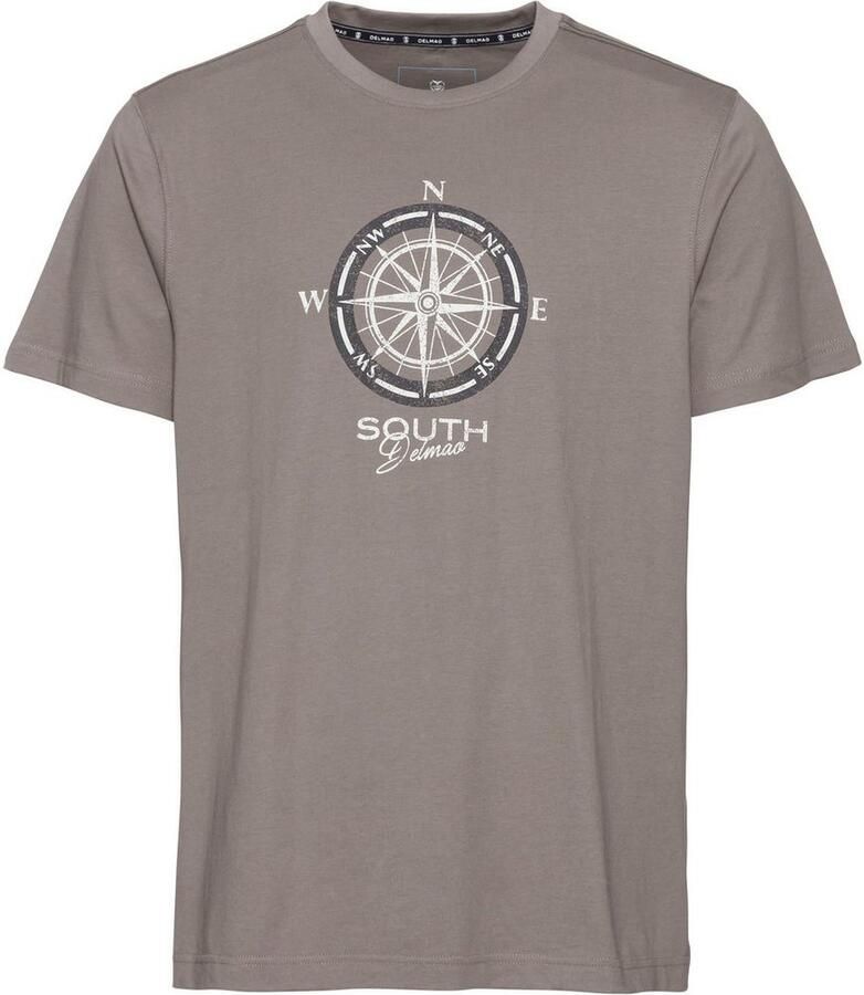 DELMAO T-shirt Korte mouw bedrukt ronde hals van katoen