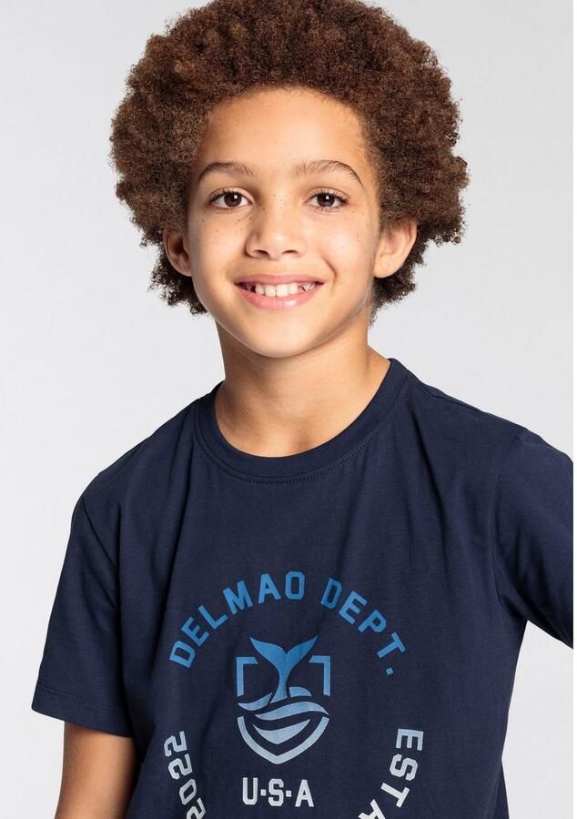 DELMAO T-shirt Met logoprint voor jongens Korte mouwen basic pasvorm met logo print ronde hals - Foto 3