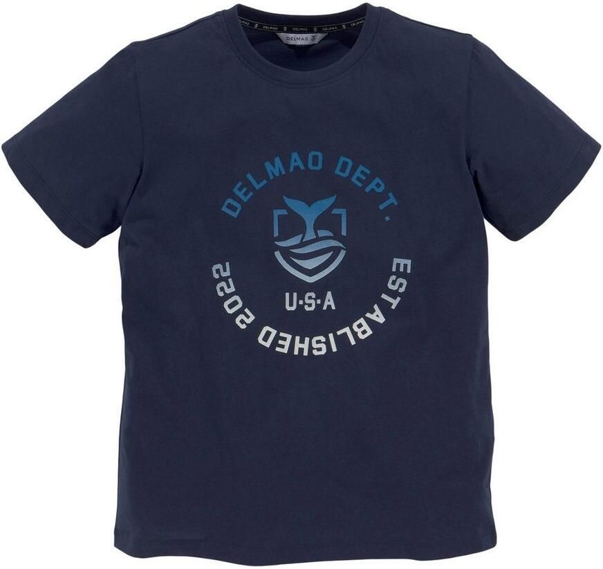 DELMAO T-shirt Met logoprint voor jongens Korte mouwen basic pasvorm met logo print ronde hals