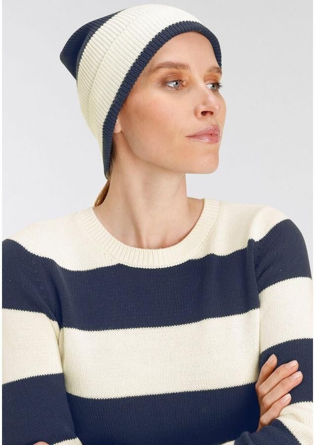 DELMAO Trui met ronde hals met bijpassende muts en blokstrepen (set 2-delig Trui + muts) - Foto 4