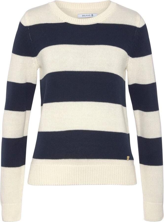 DELMAO Trui met ronde hals met bijpassende muts en blokstrepen (set 2-delig Trui + muts) - Foto 2