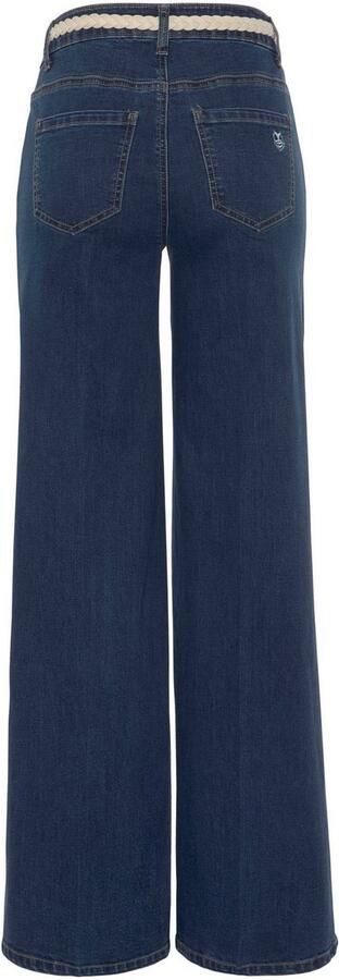 DELMAO Wijde jeans comfortabele pasvorm normale taille met contrasterende details (set 2-delig Met riem) - Foto 8