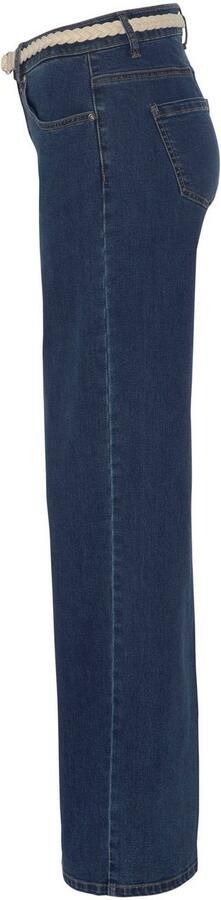 DELMAO Wijde jeans comfortabele pasvorm normale taille met contrasterende details (set 2-delig Met riem) - Foto 9