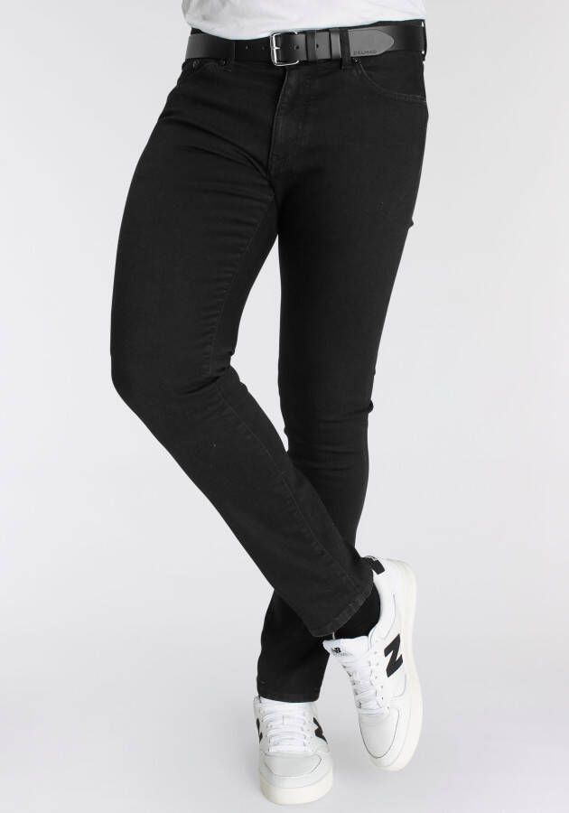 DELMAO Stretch jeans Reed rechte pijpsnit used-look-wassing lage taillehoogte