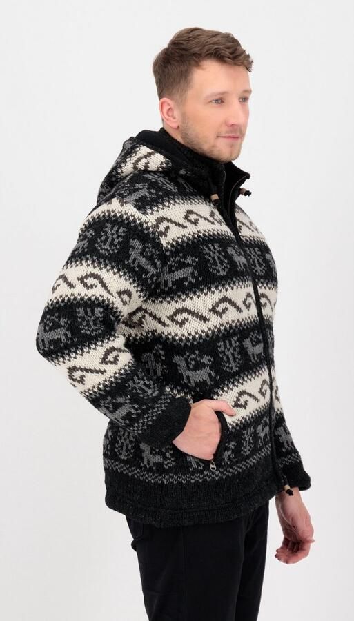 DEPROC Active Gebreid fleecejack LHOTSE MEN met capuchon en zachte fleece voering - Foto 2