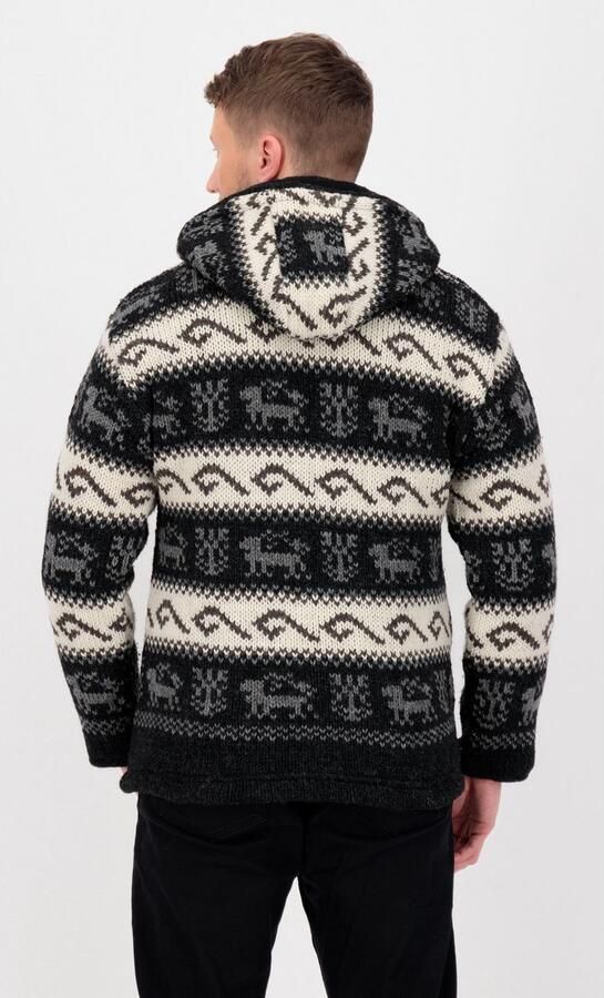 DEPROC Active Gebreid fleecejack LHOTSE MEN met capuchon en zachte fleece voering