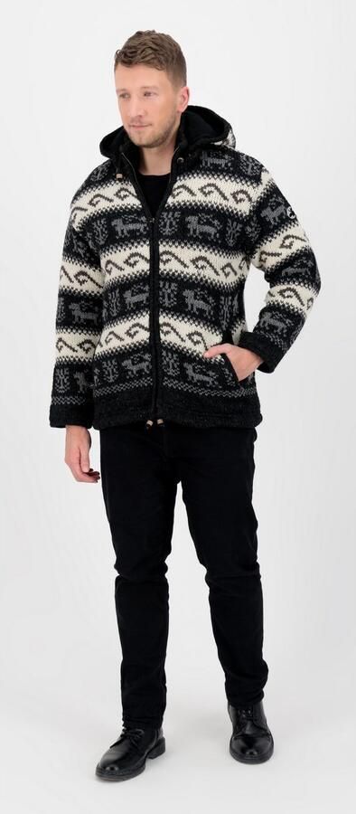 DEPROC Active Gebreid fleecejack LHOTSE MEN met capuchon en zachte fleece voering - Foto 3